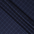 قماش صوف ميرينو فائق النعومة بمربعات باللون الأزرق البحري: مقاس 150 سم، تصميم متطور من UK-D17556