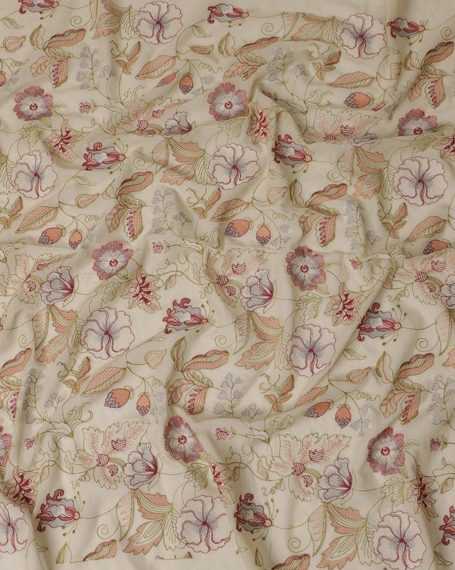 Garden Splendor Embroidered Cotton Voile Fabric - 110cm Width-D17561