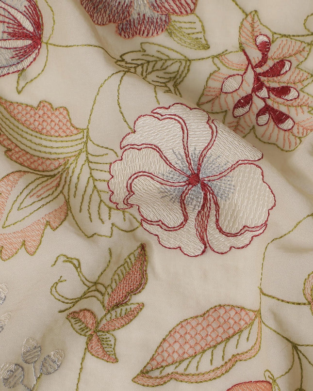 Garden Splendor Embroidered Cotton Voile Fabric - 110cm Width-D17561