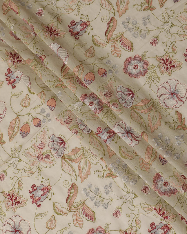 Garden Splendor Embroidered Cotton Voile Fabric - 110cm Width-D17561