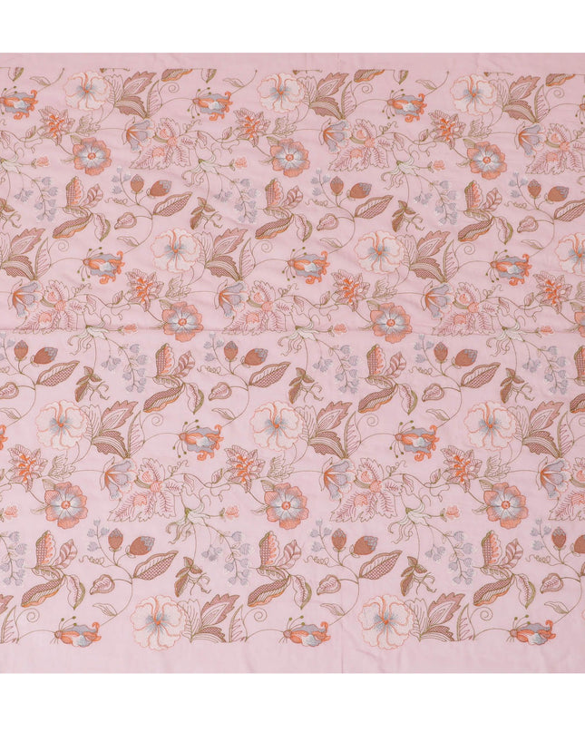 Blush Blossom Embroidered Cotton Voile Fabric - 110cm Width-D17562