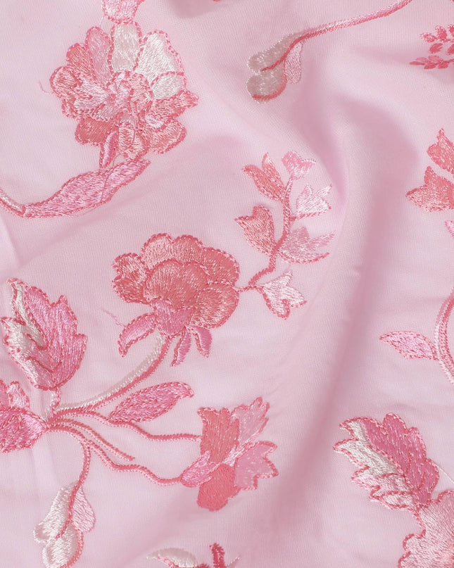 Rose Reverie Embroidered Cotton Voile Fabric - 110cm Width-D17563