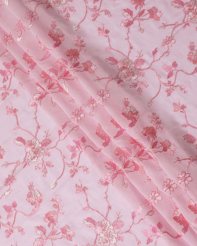 Rose Reverie Embroidered Cotton Voile Fabric - 110cm Width-D17563