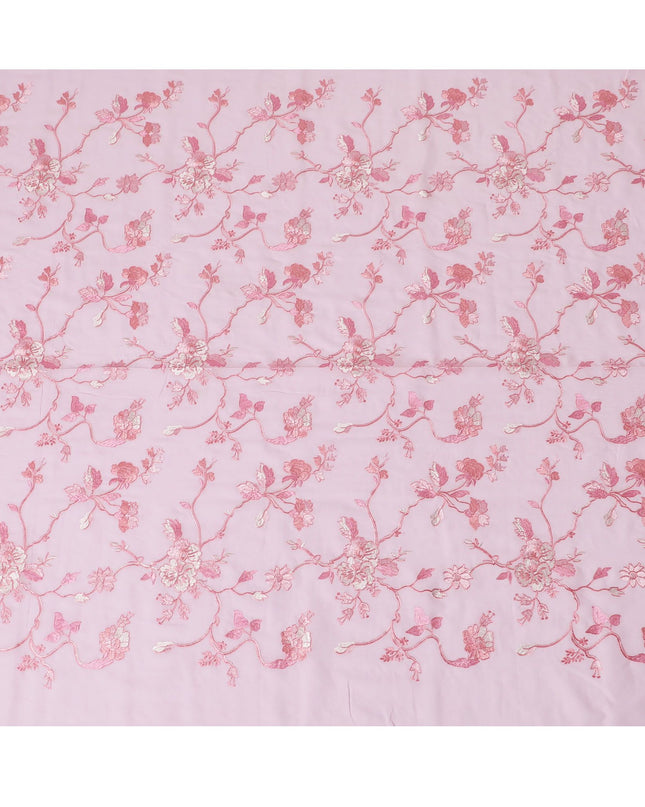 Rose Reverie Embroidered Cotton Voile Fabric - 110cm Width-D17563