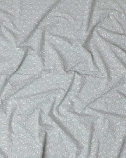 Silver Whisper Embroidered Cotton Voile Fabric - Subtle Sheen 110cm-D17570