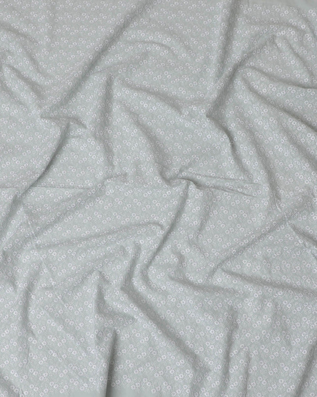 Silver Whisper Embroidered Cotton Voile Fabric - Subtle Sheen 110cm-D17570