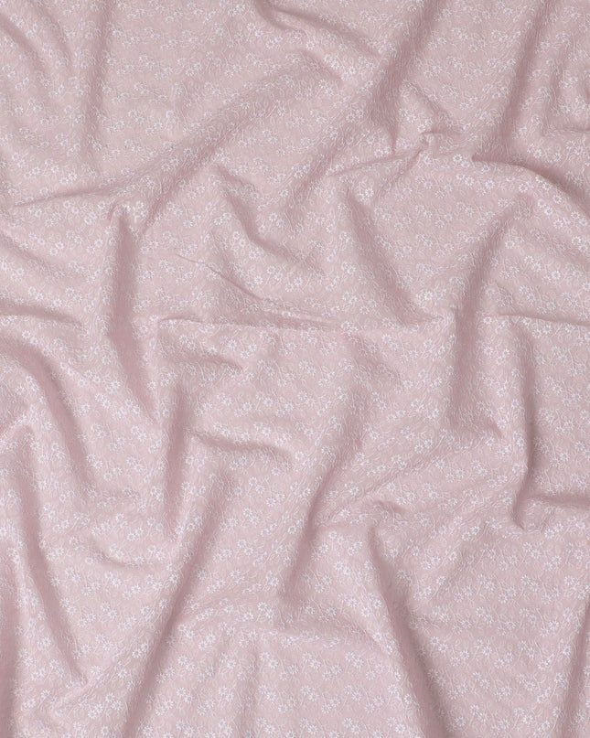 Blushing Rose Embroidered Cotton Voile Fabric - Soft Touch 110cm-D17571