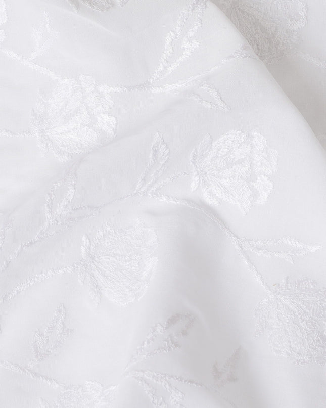 Ivory Lace Dream Embroidered Cotton Voile Fabric - Sophisticated 110cm-D17573