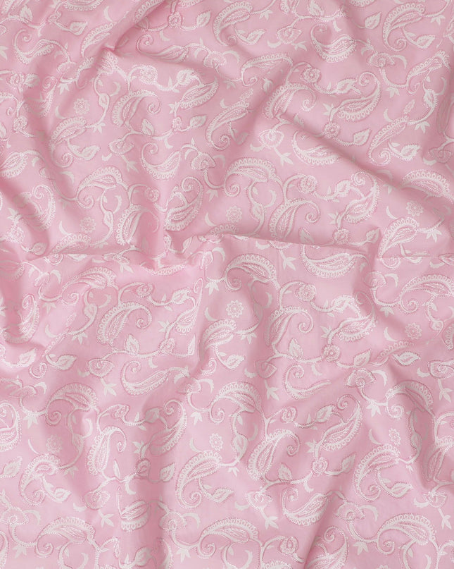 Blush Swirl Embroidered Cotton Voile Fabric - Charming 110cm-D17575