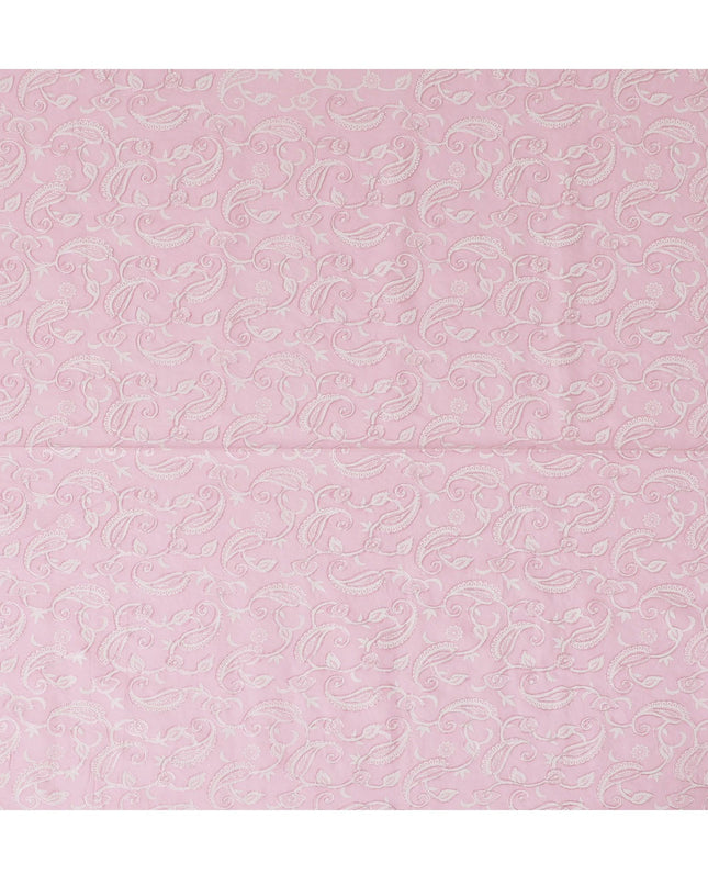 Blush Swirl Embroidered Cotton Voile Fabric - Charming 110cm-D17575