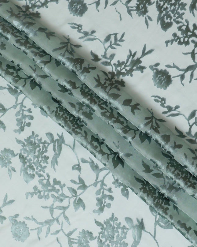 قماش شيفون جاكار حرير نقي فاخر بزهور النعناع المنعش، بعرض 110 سم - نسيج كوري جنوبي عالي الموضة-D17668