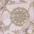 قماش شيفون من الحرير الخالص الفاخر باللون الوردي بيزلي مع لمسات معدنية، بعرض 110 سم - نسيج فاخر كوري جنوبي-D17670