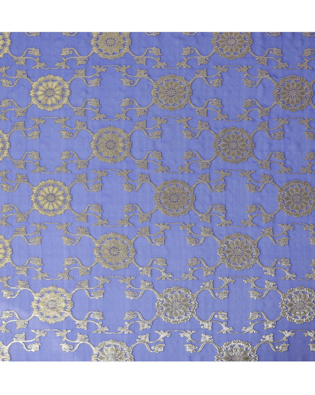 قماش شيفون من الحرير الخالص الفاخر باللون الأزرق الملكي مع لمسات معدنية، بعرض 110 سم - نسيج كوري جنوبي فاخر-D17671