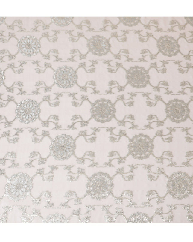 Blush Gold Paisley Premium pure silk Chiffon Fabric with golden metallic lurex, 110cm Wide – Premium South Korean Textile-D17675