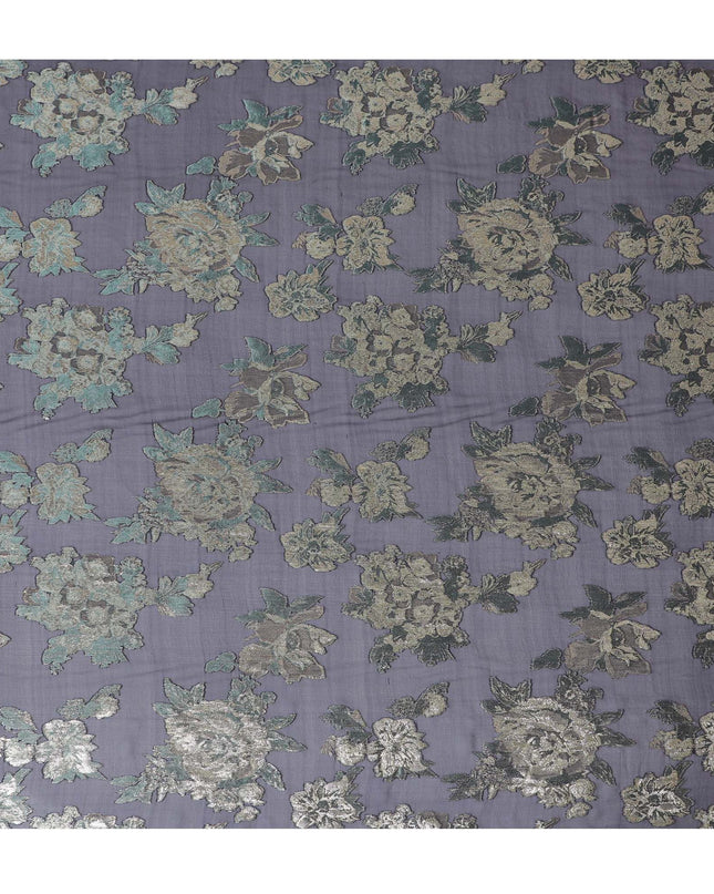 قماش شيفون حرير نقي فاخر باللون الأسود الجرافيتي مع لوركس معدني ذهبي، عرض 110 سم - نسيج فاخر من كوريا الجنوبية - D17676