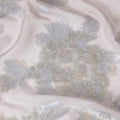 قماش شيفون حرير نقي فاخر من روز مع لوركس معدني ذهبي مع لمسات فضية وذهبية، عرض 110 سم - نسيج كوري جنوبي فخم - D17678