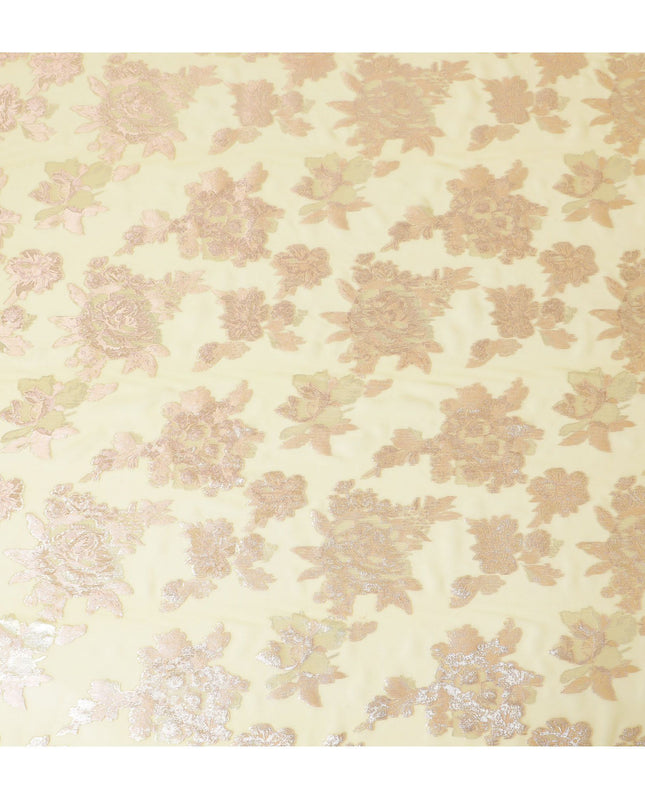 قماش شيفون من الحرير الخالص الفاخر باللون الذهبي الزبدة مع لوريكس معدني ذهبي، بعرض 110 سم - نسيج كوري جنوبي رائع-D17679