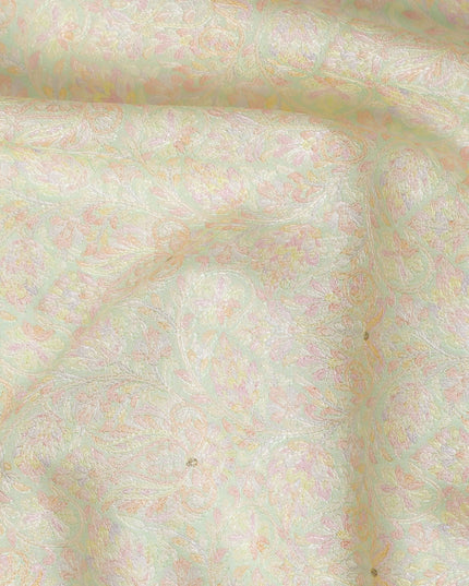 قماش حرير توسار الفاخر المطرز باللون الأصفر الليموني، عرض 110 سم - أناقة هندية تقليدية - D17685