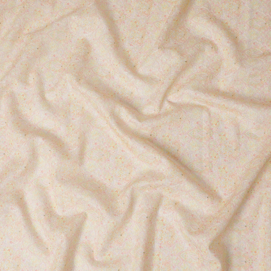 قماش حرير توسار الفاخر المطرز باللون الوردي الفانيليا، عرض 110 سم - نسيج هندي حرفي - D17686