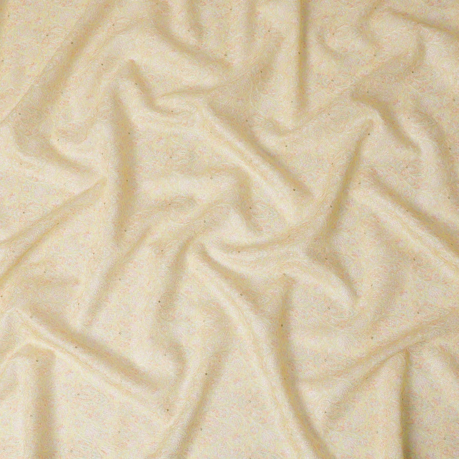 قماش حرير توسار فاخر أصفر أنيق مع تطريز رائع - جودة ممتازة، عرض 110 سم - D17687