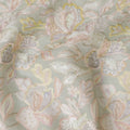 Premium Pastel Mint Embroidered Premium Tussar Silk Fabric - 110cm, Ethereal Floral Elegance, Made in India-D17690
