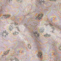 Lavender Mist Embroidered Premium Tussar Silk Fabric - 110cm, Artisanal Indian Floral Design, Premium Quality-D17693