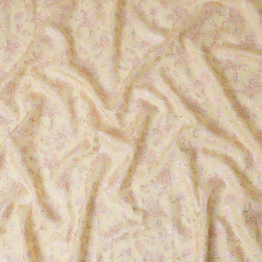 قماش حرير توسار فاخر مطرز من Golden Dawn - 110 سم، أناقة الأزهار، نسيج هندي أصيل -D17695