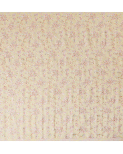 قماش حرير توسار فاخر مطرز من Golden Dawn - 110 سم، أناقة الأزهار، نسيج هندي أصيل -D17695