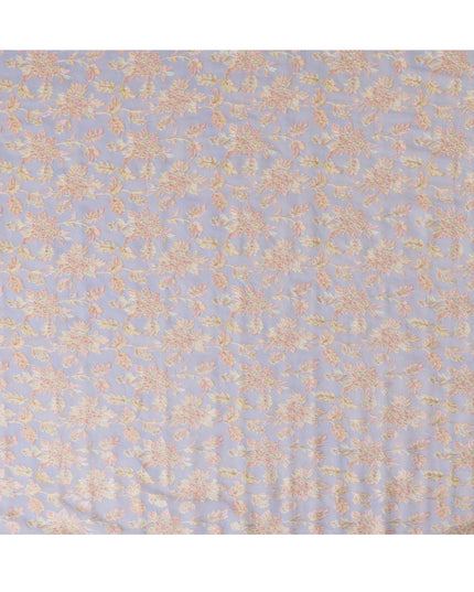 قماش حرير توسار فاخر مطرز باللون الأرجواني الفضي - 110 سم، صناعة هندية رائعة، تصميم أنيق-D17696