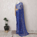 Sapphire Shimmer Lace Saree with Sequin Embellishments, French Craftsmanship, 110cm Wide, 5.5m Length - Blouse Not Included-D17846