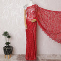 Ruby Red Chantilly Lace Fabric with Sparkling Stone Embellishments, 110cm Width - Luxurious 5.5m Cut, Blouse Piece Not Included-D17848 Regal Fabrics