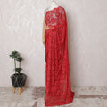 Ruby Red Chantilly Lace Fabric with Sparkling Stone Embellishments, 110cm Width - Luxurious 5.5m Cut, Blouse Piece Not Included-D17848 Regal Fabrics