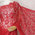 Ruby Red Chantilly Lace Fabric with Sparkling Stone Embellishments, 110cm Width - Luxurious 5.5m Cut, Blouse Piece Not Included-D17848 Regal Fabrics
