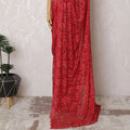 Ruby Red Chantilly Lace Fabric with Sparkling Stone Embellishments, 110cm Width - Luxurious 5.5m Cut, Blouse Piece Not Included-D17848 Regal Fabrics