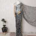 Gunmetal Gray Multitone Metallic Chantilly Lace with Luxe Stone Embellishments, 110cm Wide - Sumptuous 5.5m Fabric, Blouse Piece Not Included-D17854
