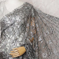 Gunmetal Gray Multitone Metallic Chantilly Lace with Luxe Stone Embellishments, 110cm Wide - Sumptuous 5.5m Fabric, Blouse Piece Not Included-D17854