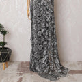 Gunmetal Gray Multitone Metallic Chantilly Lace with Luxe Stone Embellishments, 110cm Wide - Sumptuous 5.5m Fabric, Blouse Piece Not Included-D17854