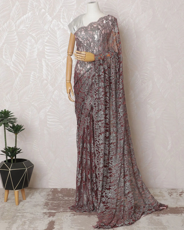 Dusty Rose Chantilly Lace with Lustrous Stone Embellishments, 110cm Width - 5.5m Luxury Fabric, Blouse Not Included-D17859 Regal Fabrics