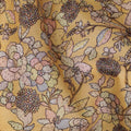 قماش حرير توسار ذهبي مع طباعة زهور مزهرة، عرض 110 سم - نسيج حرفي من الهند-D17917