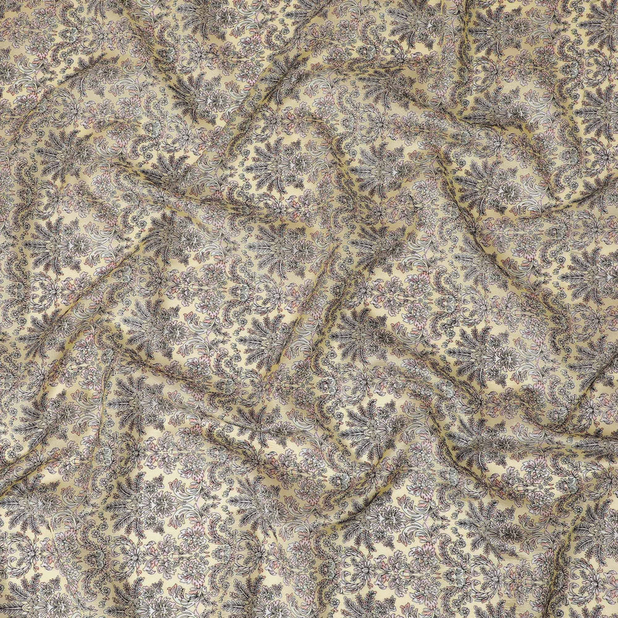 قماش حرير توسار بيج مستوحى من الطراز القديم مع طباعة بيزلي، عرض 110 سم - نسيج كلاسيكي من الهند-D17919