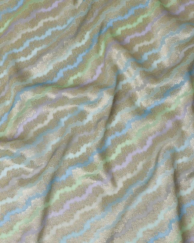 Pastel Hued Tussar Silk Fabric with Iridescent Sheen, 110cm Width - Ethereal Textile from India-D17921