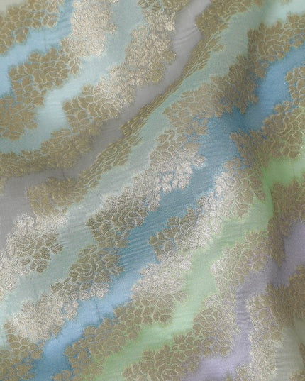 Pastel Hued Tussar Silk Fabric with Iridescent Sheen, 110cm Width - Ethereal Textile from India-D17921