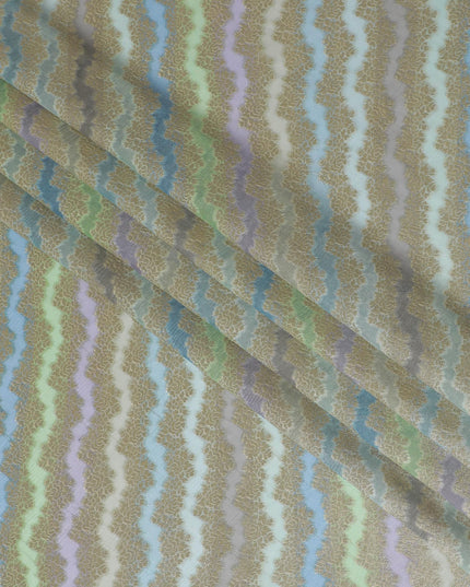 Pastel Hued Tussar Silk Fabric with Iridescent Sheen, 110cm Width - Ethereal Textile from India-D17921