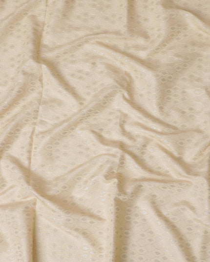 قماش حرير توسار كريمي بنقوش منقوشة رقيقة، عرض 110 سم - أناقة تقليدية من الهند-D17922