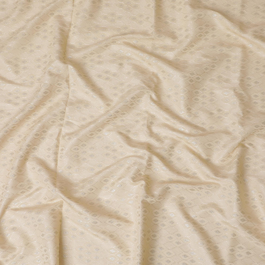 قماش حرير توسار كريمي بنقوش منقوشة رقيقة، عرض 110 سم - أناقة تقليدية من الهند-D17922