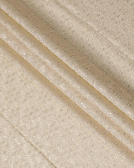 قماش حرير توسار كريمي بنقوش منقوشة رقيقة، عرض 110 سم - أناقة تقليدية من الهند-D17922