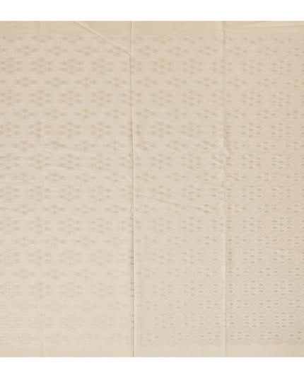 قماش حرير توسار كريمي بنقوش منقوشة رقيقة، عرض 110 سم - أناقة تقليدية من الهند-D17922