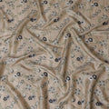 Taupe Tussar Silk Fabric with Monochrome Embroidery, 110cm Width - Artisanal Textile from India-D17924 Regal Fabrics