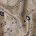 Taupe Tussar Silk Fabric with Monochrome Embroidery, 110cm Width - Artisanal Textile from India-D17924 Regal Fabrics