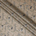 Taupe Tussar Silk Fabric with Monochrome Embroidery, 110cm Width - Artisanal Textile from India-D17924 Regal Fabrics